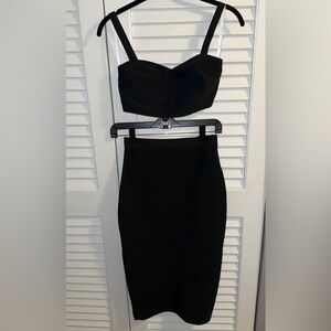 Revolve Supersown Black Crop Top and High-Waist Skirt Set